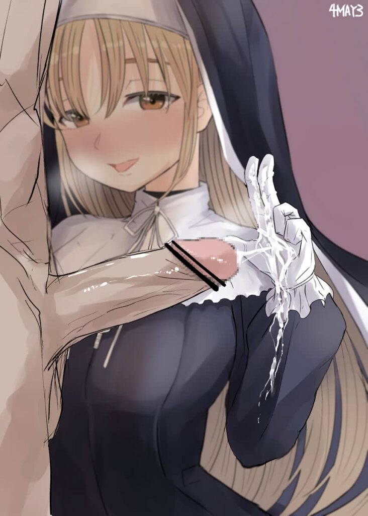 滑らかな質感が気持ちいい！手袋越しにシコシコしてもらうエロ画像 8枚目