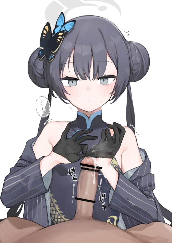 滑らかな質感が気持ちいい！手袋越しにシコシコしてもらうエロ画像 10枚目