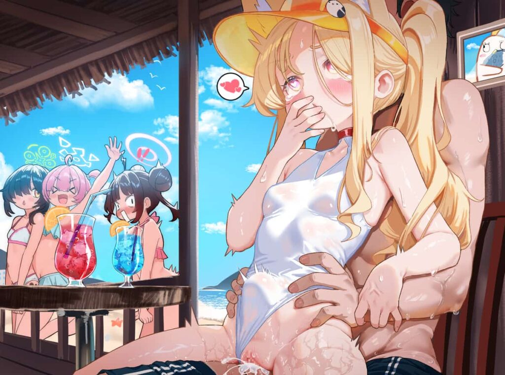 夏、海辺の太陽の下で。人目も気にせずハメちゃう水着青姦二次エロ画像まとめ2 16枚目