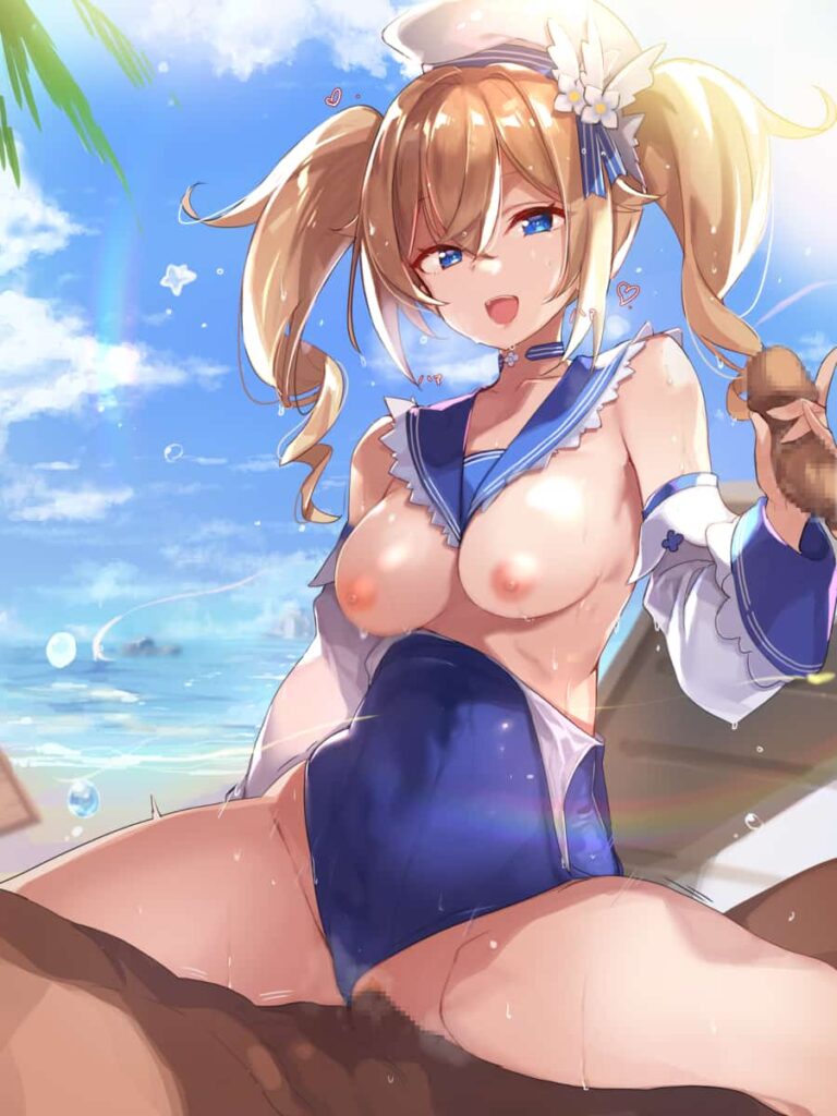 夏、海辺の太陽の下で。人目も気にせずハメちゃう水着青姦二次エロ画像まとめ3 10枚目