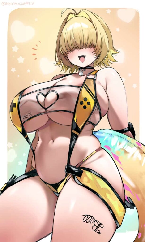 NIKKE　エレグのドスケベ水着のボタンをポチポチ押してあげたいエロ画像まとめ 14枚目