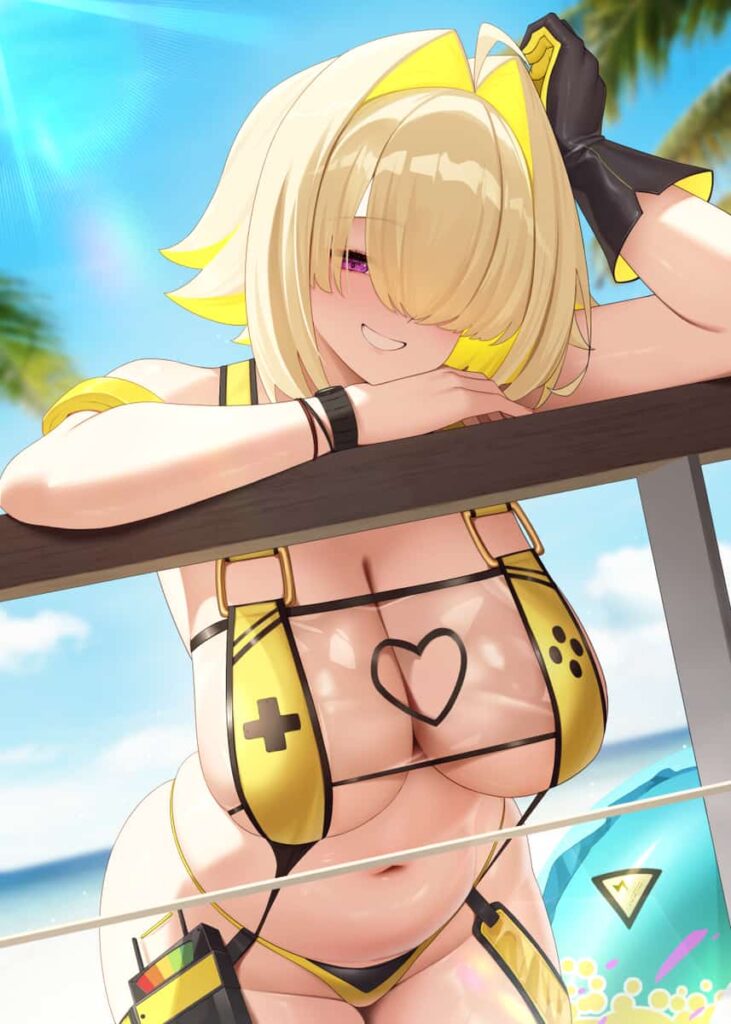 NIKKE　エレグのドスケベ水着のボタンをポチポチ押してあげたいエロ画像まとめ 17枚目