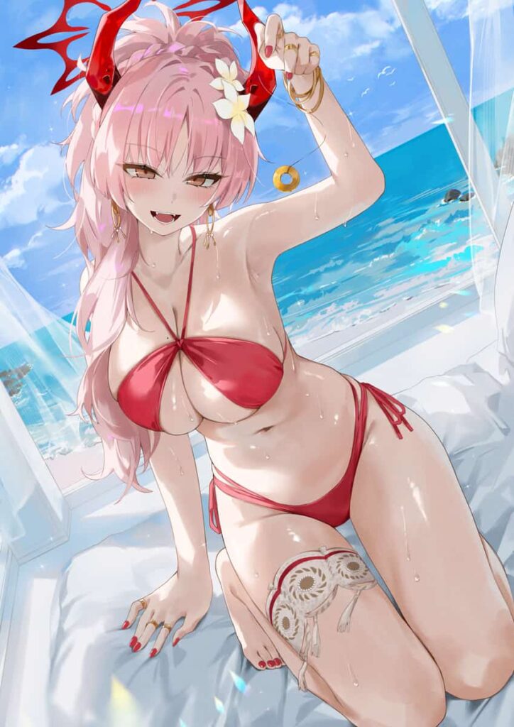 ブルーアーカイブ　京極サツキの爆乳がデカすぎて水着がマイクロビキニみたいになってるエロ画像まとめ 6枚目