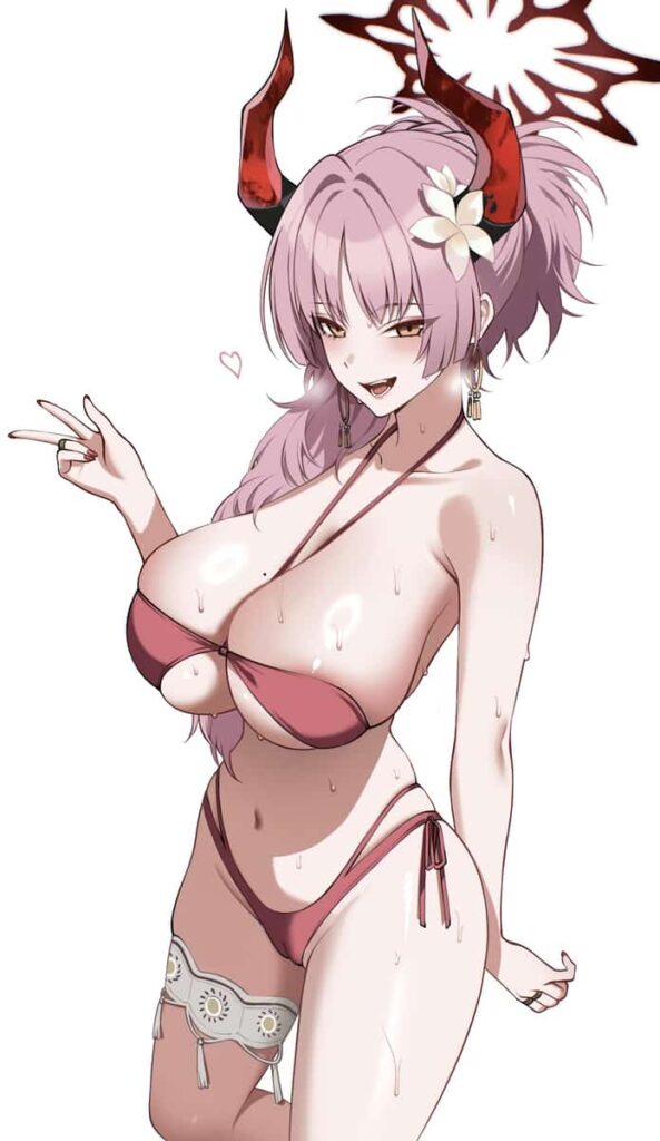 ブルーアーカイブ　京極サツキの爆乳がデカすぎて水着がマイクロビキニみたいになってるエロ画像まとめ 3枚目