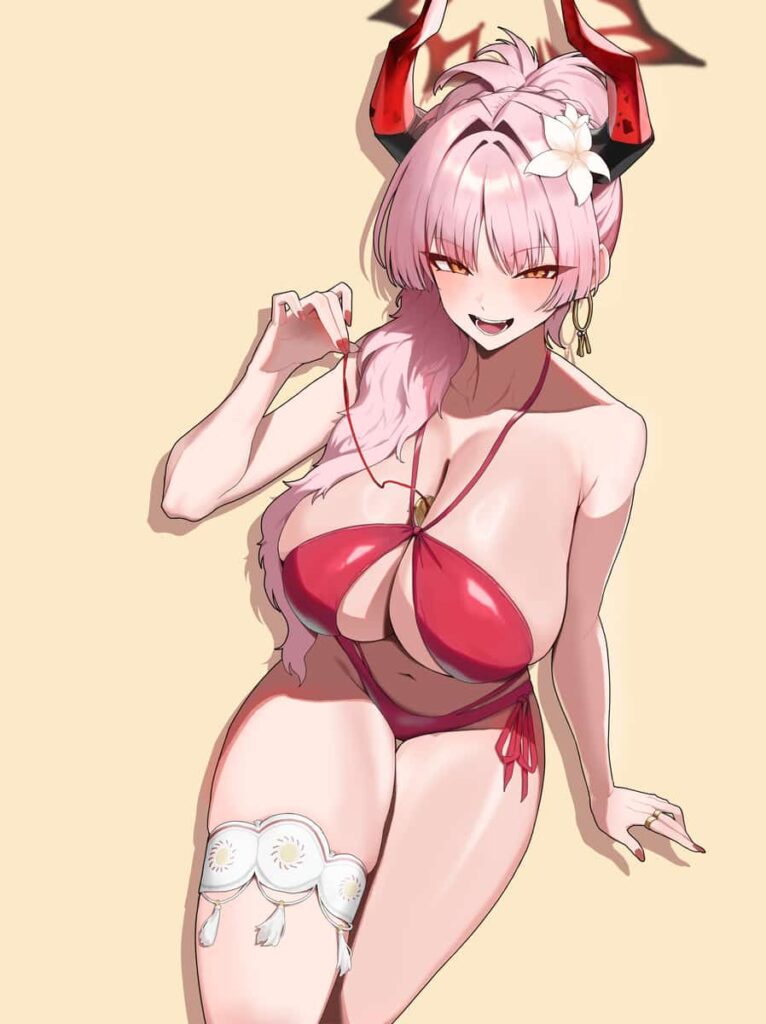 ブルーアーカイブ　京極サツキの爆乳がデカすぎて水着がマイクロビキニみたいになってるエロ画像まとめ 2枚目