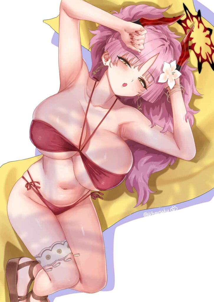 ブルーアーカイブ　京極サツキの爆乳がデカすぎて水着がマイクロビキニみたいになってるエロ画像まとめ 22枚目
